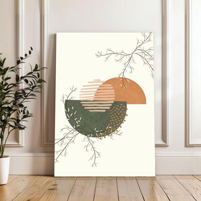 Abstract Botanical floral Stretched Canvas Wall Art Modern Boho Illustration Painting for Home & Office Wall Decor, (16x22 Inch)
