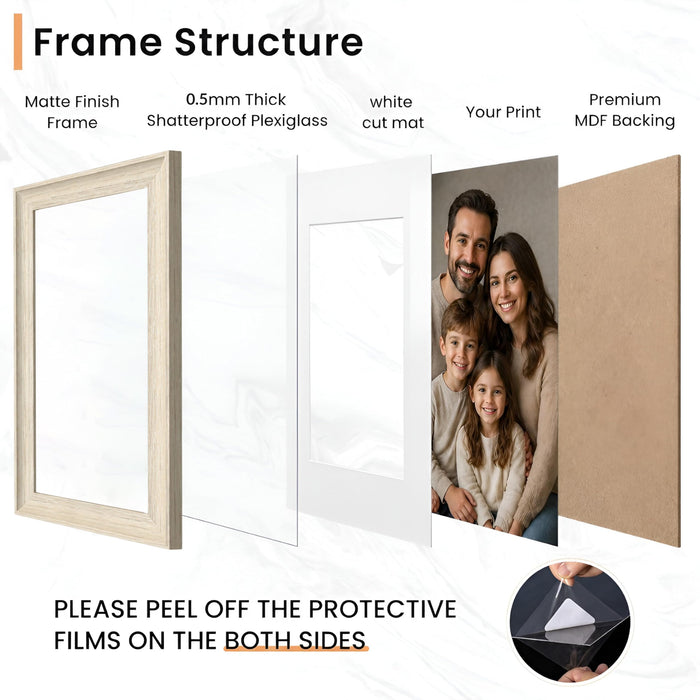 Art Street Wooden Photo Frame for living room, Aesthetic Cave Design Photo Frames for Photograph, Art Work, Certificates Set of 4 (8x12 Inch, White)