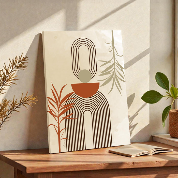 Abstract Plants and botanical Stretched Canvas Wall Art Modern Boho Illustration Painting for Home & Office Wall Decor, (16x22 Inch)