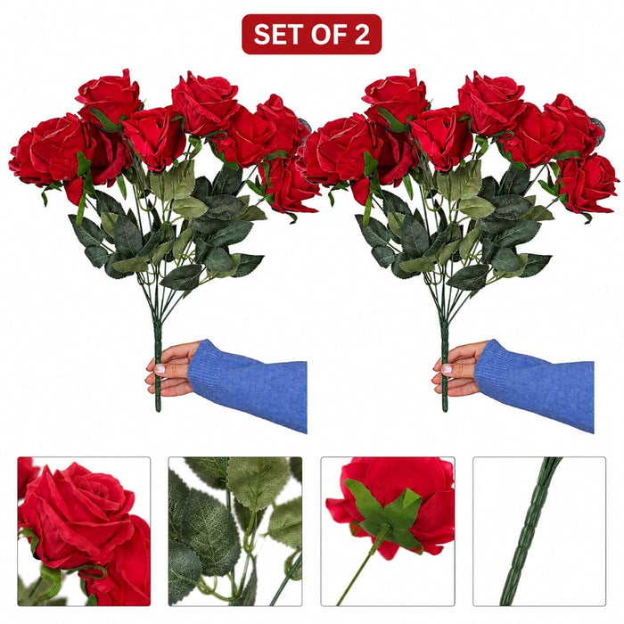 Art Street Artificial Red Rose Flower Bunch for Home Decoration |