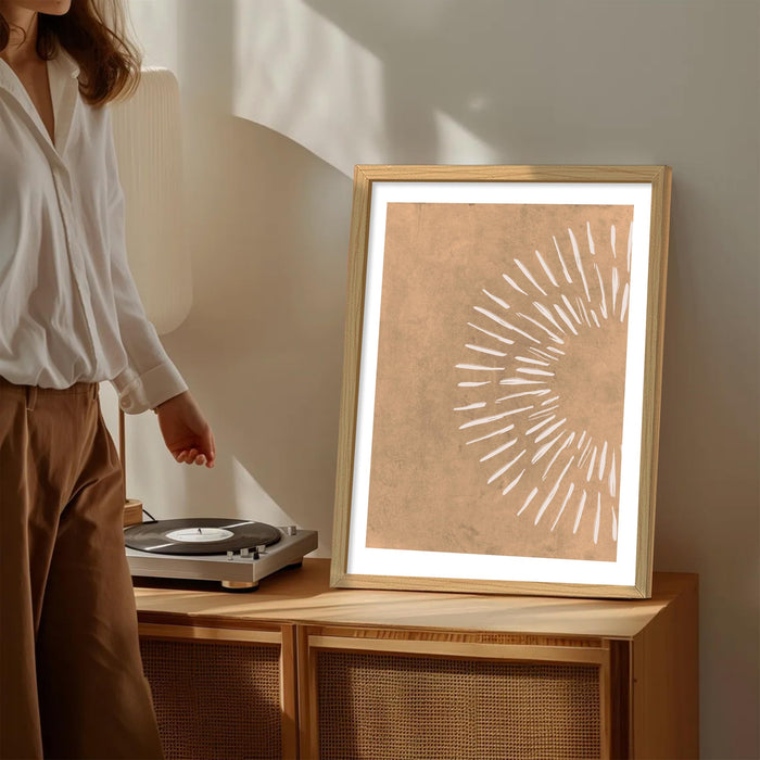 Boho Sun Minimalist Wall Painting, Bohemian Large Wall Art Painting  (16.9x22.9 Inches)