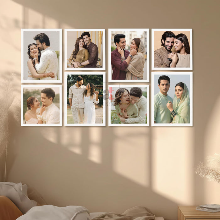 Art Street Photo Frame Set of 8 White Wall Decor Collage Display Hanging Family Picture Frames Gallery Collection Decor Items Wall Mount Frames Birthday Anniversary Gift, 8x8 and 8x12 In