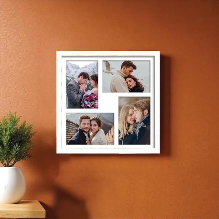 Photo Frame Collage 10x15 cm Photos Display 4 Oppenings Wall Mounting Home Décor Photo-Frame (34x34 cm)