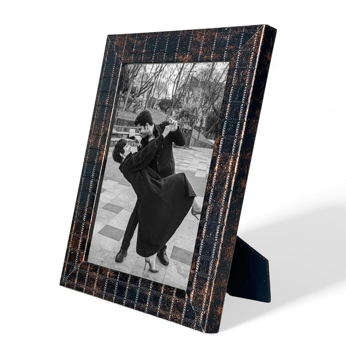 Art Street Engineered Wood Square Designed Black and Brown Photo Frame Table, Wall Mount Home Decor, Office Desk, Bedroom & Living Room Size (5x7 inch)