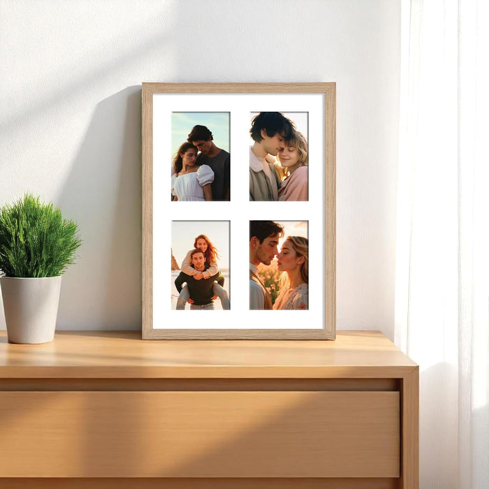 Photo Frame Collage 10x15 cm Photos Display 4 Openings Wall Mounting Home Décor Photo-Frame (34x44 cm)