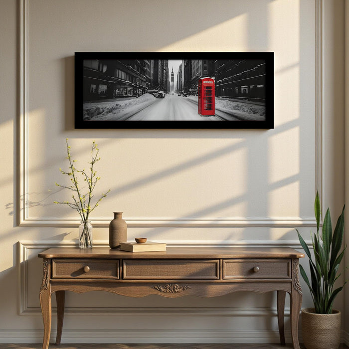 New York City Street Winter Season Black and Wall Art Framed Luxury Paintings for Home Decoration, Living room, Bedroom and Office Decoration (99x38 CM)