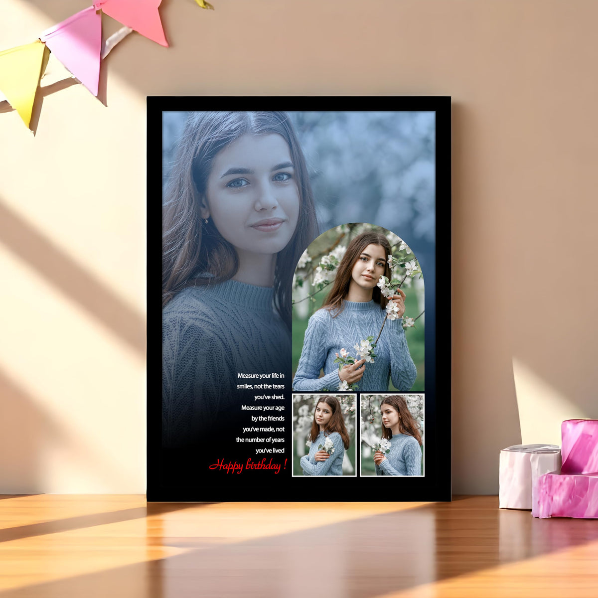SNAP ART Personalized Happy Birthday Wall Photo Print Collage with 4 P ...