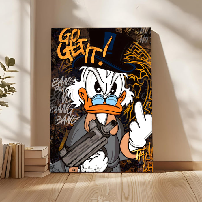 PAINTINGMANTRA Go Get It Motivational Pop Art Stretched Canvas Painting Print| Bold Hustle Graffiti Wall Art | Modern Street Style Artwork for Home & Office Décor, 56x86 cm