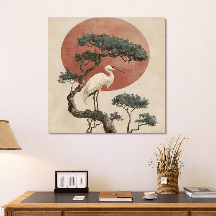 Japanese Minimalism Stretched Canvas Painting For Living Room | Vastu Zen Nature Wall Art Large Canvas Painting For Livingroom Home Decor, Bedroom, Hallway's, Office, Hotel - 86x86 cm