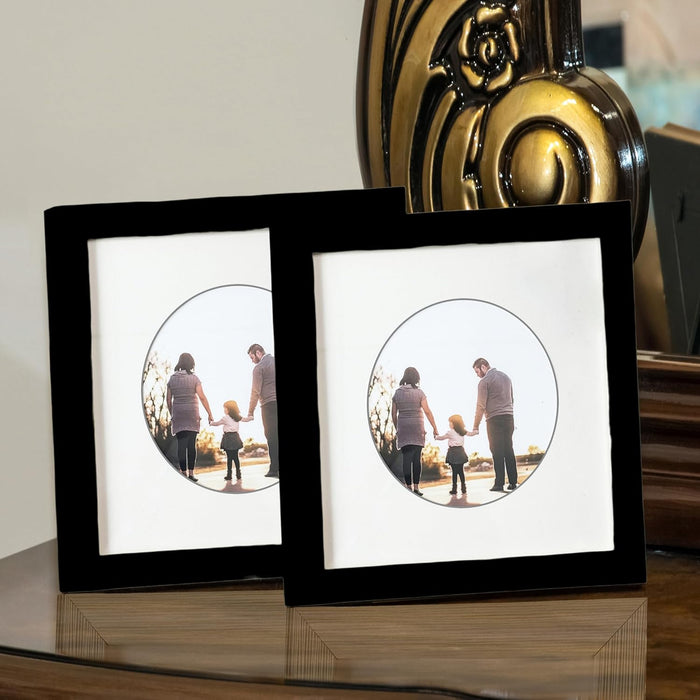 Engineered Wood Elegant Designed White Individual Photo Frame With Mat, Wall Mount.