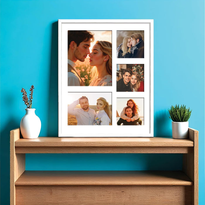 Photo Frame Collage 20x25, 15x20, 13x13 cm Photos Display 5 Openings Wall Mounting Home Décor Photo-Frame (44x54 cm)