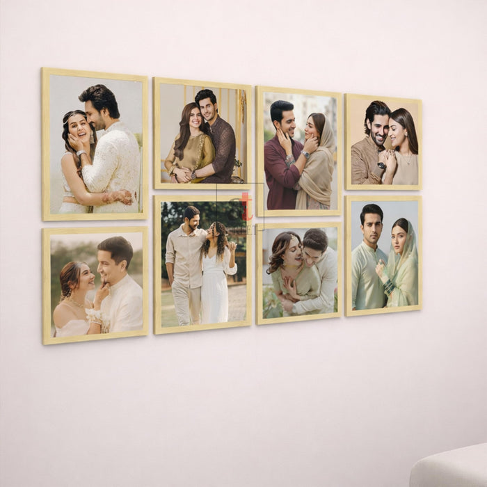 Art Street Photo Frame Set of 8 Beige Wall Decor Collage Display Hanging Family Picture Frames Gallery Collection Decor Items Wall Mount Frames Birthday Anniversary Gift, 8x8 and 8x12 In