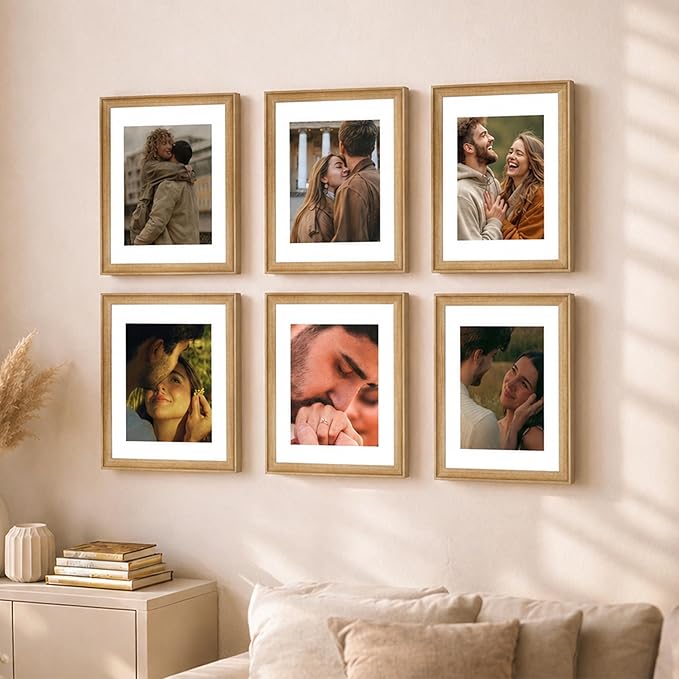 Premium White Photo Frame Set of 6 for Living Room | Classic Wooden Picture Frames for Photos, Artwork & Kids Room | Wall Décor (8x10 Inch)
