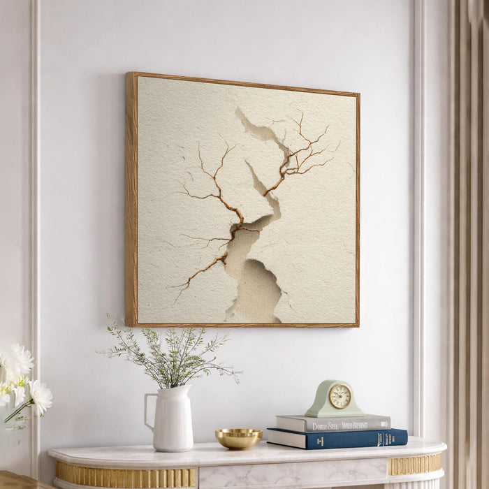 Abstract 3D Crack Framed Painting For Living Room | Sculptural Texture Large Canvas Painting With Frame Wall Art For Bedroom, Hallway's, Office, Hotel, Size 58x58 cm