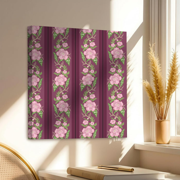 Mughal Miniature Floral Painting for Wall Decoration | Flower Canvas Wall Painting for Bedroom, Living Room, Home and Office Wall Decor (56x56 Cm)