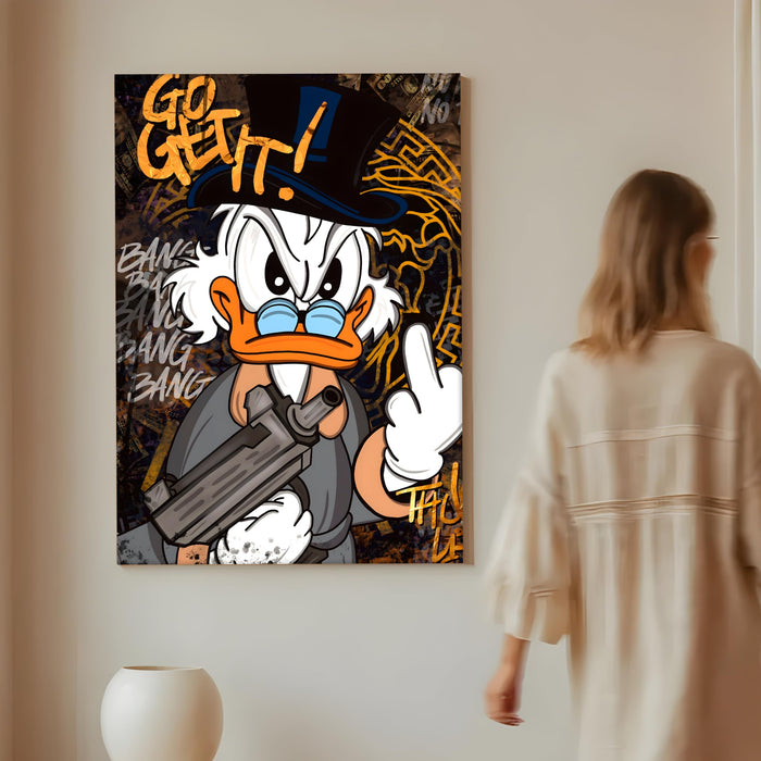 PAINTINGMANTRA Go Get It Motivational Pop Art Stretched Canvas Painting Print| Bold Hustle Graffiti Wall Art | Modern Street Style Artwork for Home & Office Décor, 56x86 cm