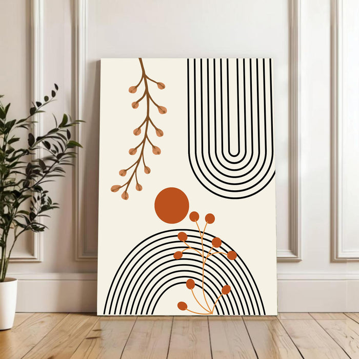 Abstract Rainbow Leaf Stretched Canvas Wall Art Modern Boho Illustration Painting for Home & Office Wall Decor, (16x22 Inch)