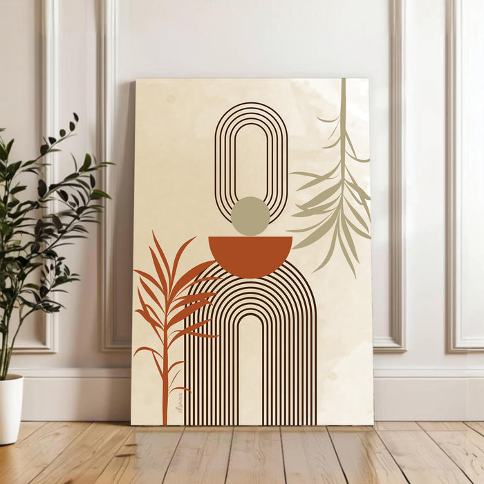 Abstract Plants and botanical Stretched Canvas Wall Art Modern Boho Illustration Painting for Home & Office Wall Decor, (16x22 Inch)