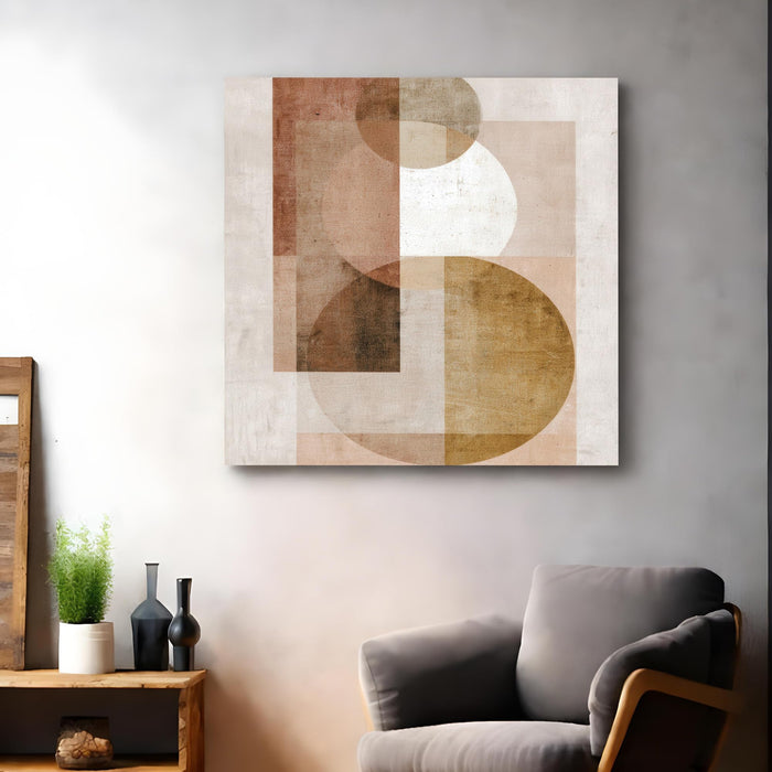 Modern Boho Circles Stretched Canvas Wall Art Painting For Living Room, Modern Minimalist Painting, Abstract Decor for Living Room, Office & Studio (56xx56 cm)