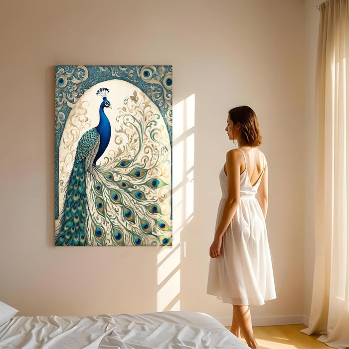 Abstract Stretched Canvas Multicolor Wall Art Painting Peacock Classic Digital Painting ‰ÛÒ 22x34 Inch