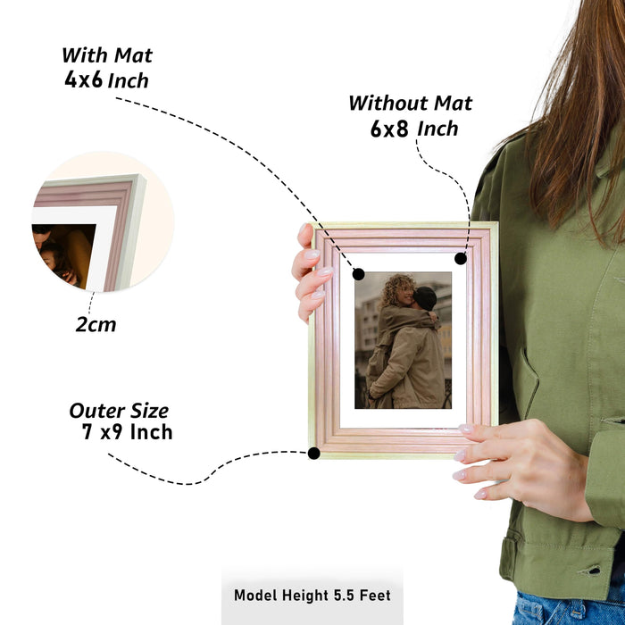 Art Street Luxury Photo Frame for living room, Modern Step Design Photo Frames for Photograph, Art Work, Kids Room Set of 9 (6x8 Inch, Pink)