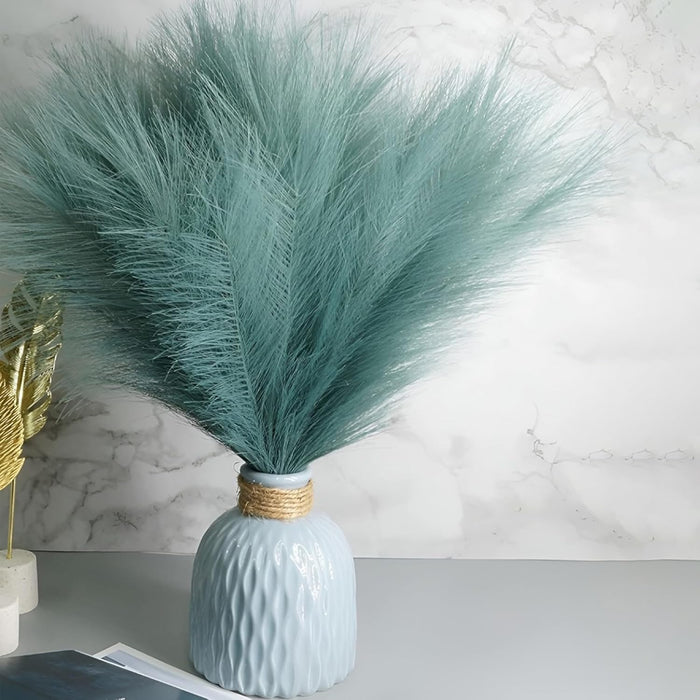 Artificial Pampas Grass for Decoration, Pink Blush Faux, Non-Shedding Feather Grass Pack of 4 | Gradient Pampas Grass | (18 Inch)