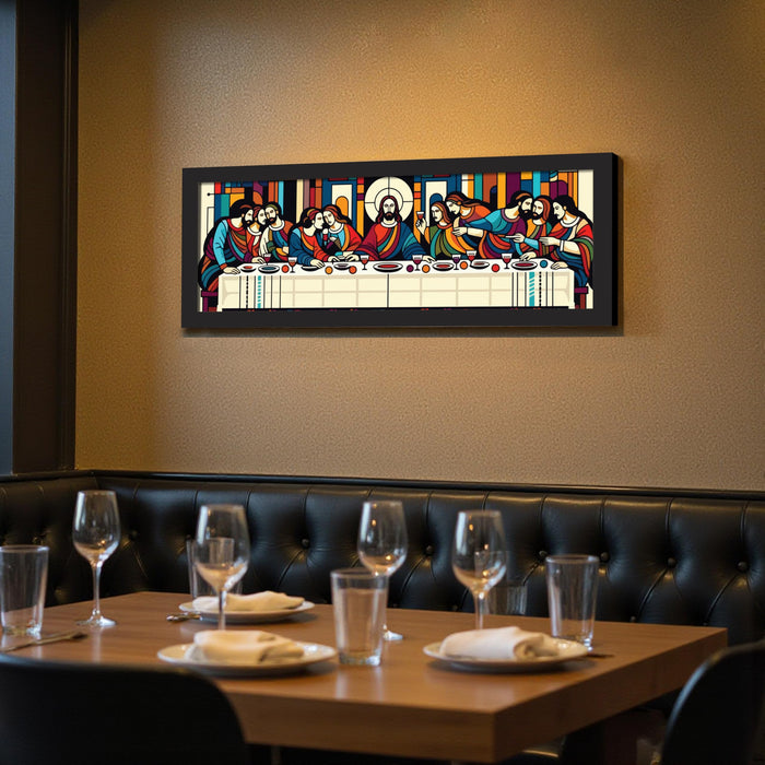 The Last Supper Christian Religious Holy Wall Art Framed Luxury Paintings for Home Decoration, Living room, Bedroom and Office Decoration (99x38 CM)