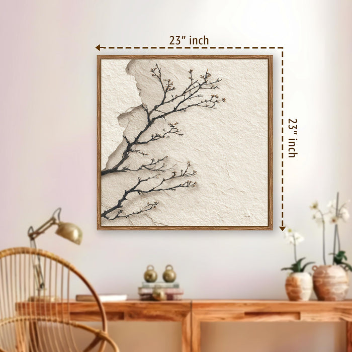 Abstract Branch Framed Painting For Living Room | Floral Branch Large Canvas Painting With Frame Wall Art For Bedroom, Hallway's, Office, Hotel, Size 58x58 cm