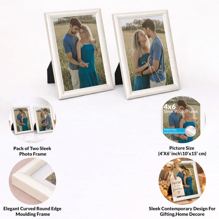Art Street Picture Table Photo Frame Set of 2 for Bedroom, Tabletop Frames with Stand, Modern Farmhouse Photo Frames for Couples, Weddings, Home Decor, Portrait or Landscape Display (Beige, 4x6 Inch)