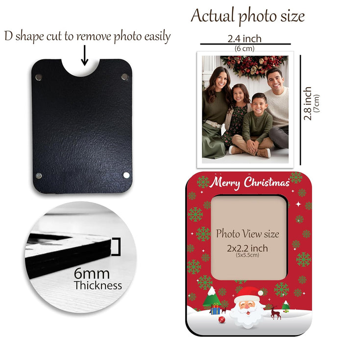 Magnetic MDF Fridge Photo Frame Red Merry Christmas Fridge Personalized Magnetic Photo Frame for Refrigerator 8x10 cm