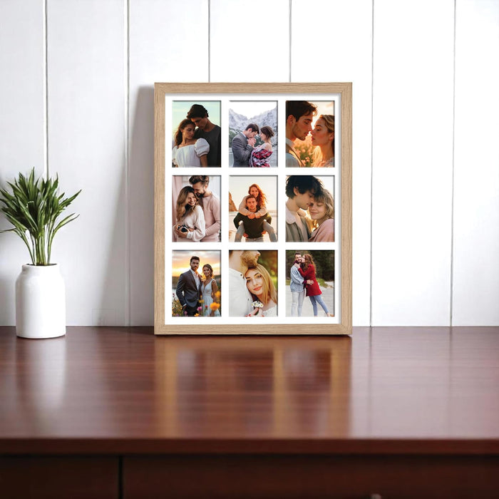 Photo Frame Collage 8x10 cm Photos Display 9 Openings Wall Mounting Home Décor Multi Opening White Photo-Frame (31x39 cm)
