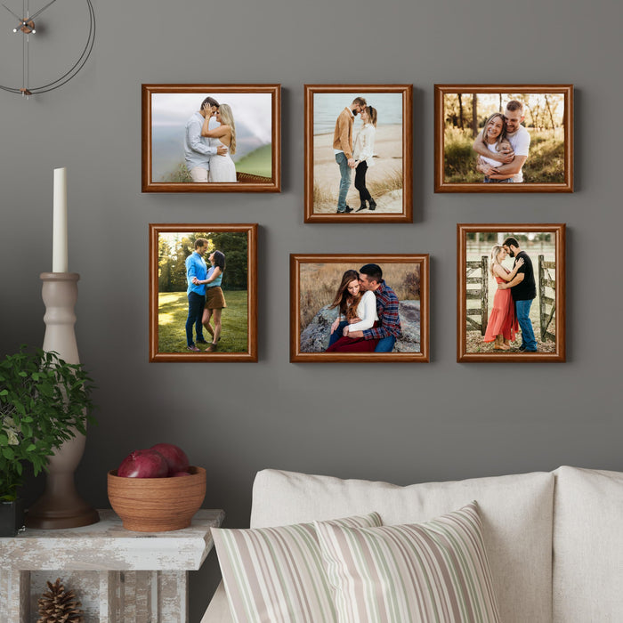 Art Street Picture Photo Frame Set of 6 for Bedroom, Tabletop Frames with Stand, Photo Frames for Couples, Weddings, Home Decor, Portrait or Landscape Display (Brown, 8x8 Inch)
