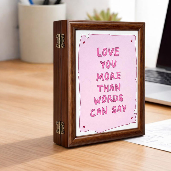 Greeting Card Photo Frame for Couples, Wooden Double Folding Love Photo Frame with Clip, Valentine’s Day Romantic Gift for Boyfriend, Girlfriend, Anniversary Wedding (5.2 x 7.2 Inch, Brown)