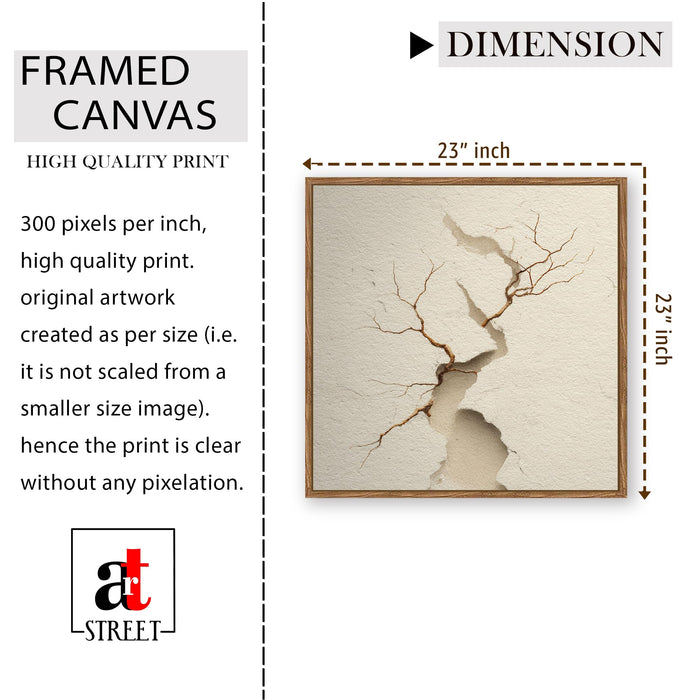 Abstract 3D Crack Framed Painting For Living Room | Sculptural Texture Large Canvas Painting With Frame Wall Art For Bedroom, Hallway's, Office, Hotel, Size 58x58 cm