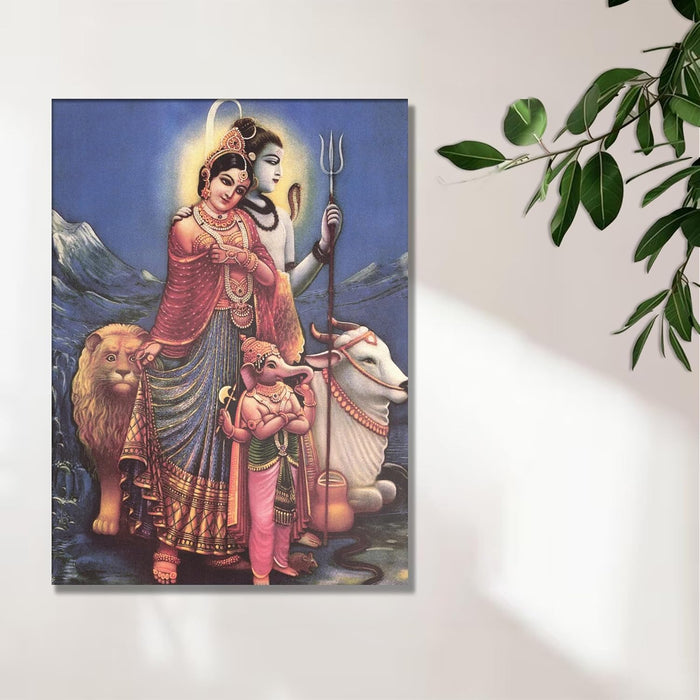 Spiritual Stretched Canvas Pooja room Temple Wall Art Print Painting on Stretchd-Canvas Suits for Pooja-room, Mandir, Hallways, Living Room, Office (30x41 CM)