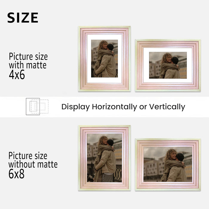 Art Street Luxury Photo Frame for living room, Modern Step Design Photo Frames for Photograph, Art Work, Kids Room Set of 9 (6x8 Inch, Pink)
