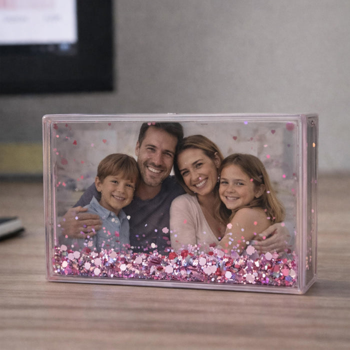 Art Street Pink Glitter Magnetic Photo Frame, Liquid Filled Photo Holder, Dynamic Shaking Glitter Photos Magnet, Unique Valentine’s Day Gift, Acrylic Fridge Magnet Frame, 2.3x3.7 Inch