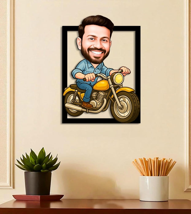 Personalized Gift for Friends, Brother, BFF, Boyfriend, Father Character Caricature Standee, Photo Frame Unique Design Customized Gift for Bikers, Friends & Family, Motorcycle Rider