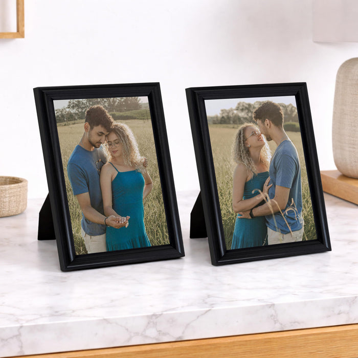 Art Street Picture Table Photo Frame Set of 2 for Bedroom, Tabletop Frames with Stand, Modern Farmhouse Photo Frames for Couples, Weddings, Home Decor, Portrait or Landscape Display (Black, 4x6 Inch)