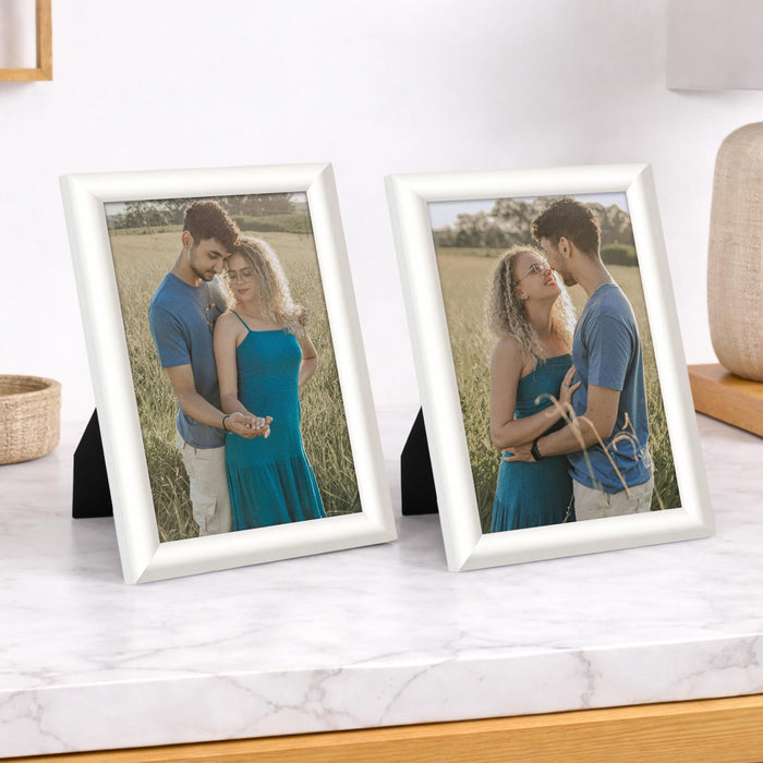 Art Street Picture Table Photo Frame Set of 2 for Bedroom, Tabletop Frames with Stand, Modern Farmhouse Photo Frames for Couples, Weddings, Home Decor, Portrait or Landscape Display (White, 4x6 Inch)