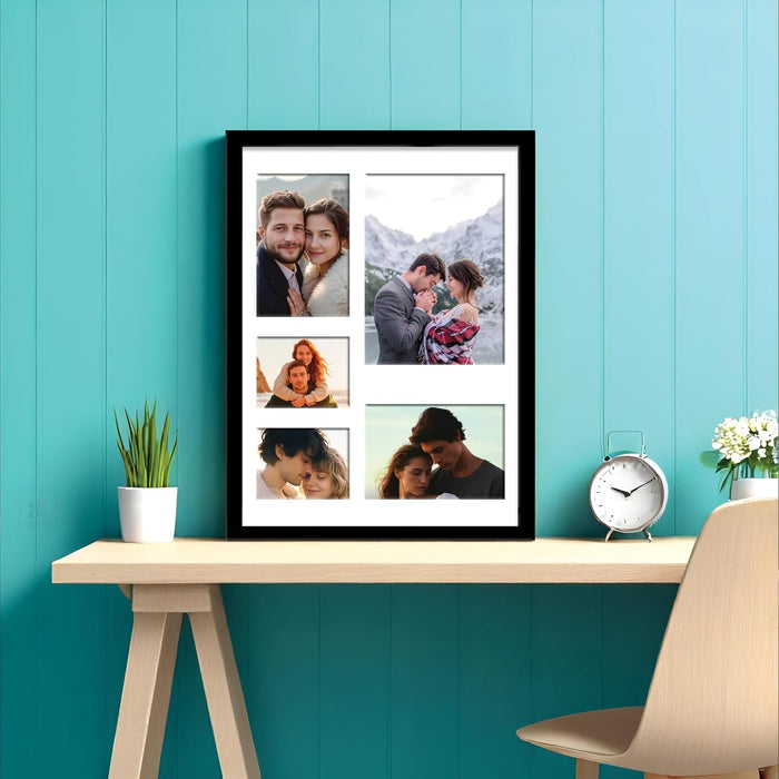 Photo Frame Collage 15x20, 10x15, 8x10 cm Photos Display 5 Openings Wall Mounting Home Décor Photo-Frame, (34x44 cm)