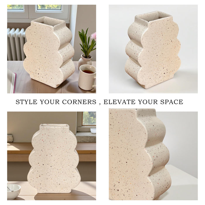 Art Street Ceramic Flower Vase – Modern Speckled Holiday Decorative Vase for Table Centerpiece, Home Décor, Christmas Decoration, Festive Arrangement & Gifting (5X7 Inch)
