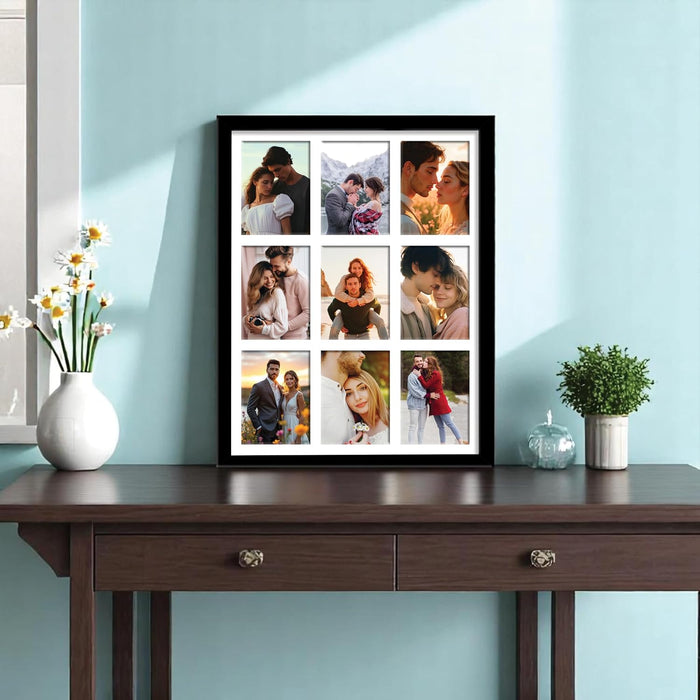 Photo Frame Collage 8x10 cm Photos Display 9 Openings Wall Mounting Home Décor Multi Opening White Photo-Frame (31x39 cm)