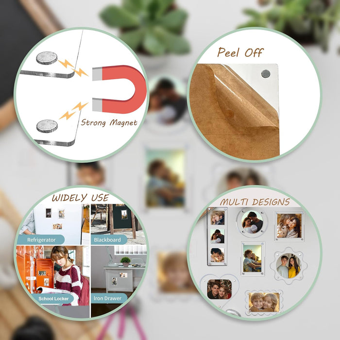 Acrylic Magnetic Picture Photo Frames 5x15 Cm Set of 2, Custom Acrylic Refrigerator, Long Rectangle Fridge Magnetic Photo Frames.