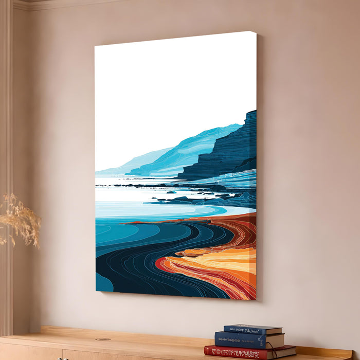 Abstract Seascape Stretched Canvas Painting For Living Room | Ocean Coastal Stretched Canvas Wall Art For Livingroom Home Decor, Bedroom, Hallway's, Office, Hotel - 56x86 cm