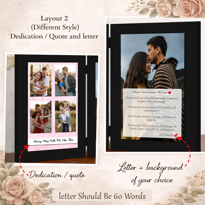 Art Street Customized Folding Table Stand Photo Frame for Valentine Love Gift, Couples Anniversary, Birthday| Personalized Book Style Frame for Two 5x7 In Photos