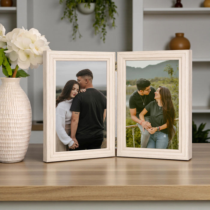 Art Street Folding Table Stand Valentine Couple Beige 5x7 Inch Photo Frame For Home Décor | Foldable Photo Frame with Acrylic Plexiglass | For Bedroom, Hallways, Office, Living Room (13x18 CM)