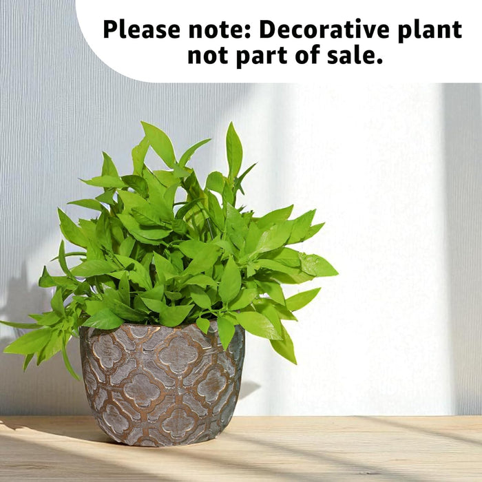 Handmade Flower Pot Indoor Outdoor Plant Pot, Fade Resistant Bronze Cement Elegant Quatrefoil Pattern Vase, Flower Vase, Cemented Flower Vases for Home Decoration and Gardening – 10x13 cm