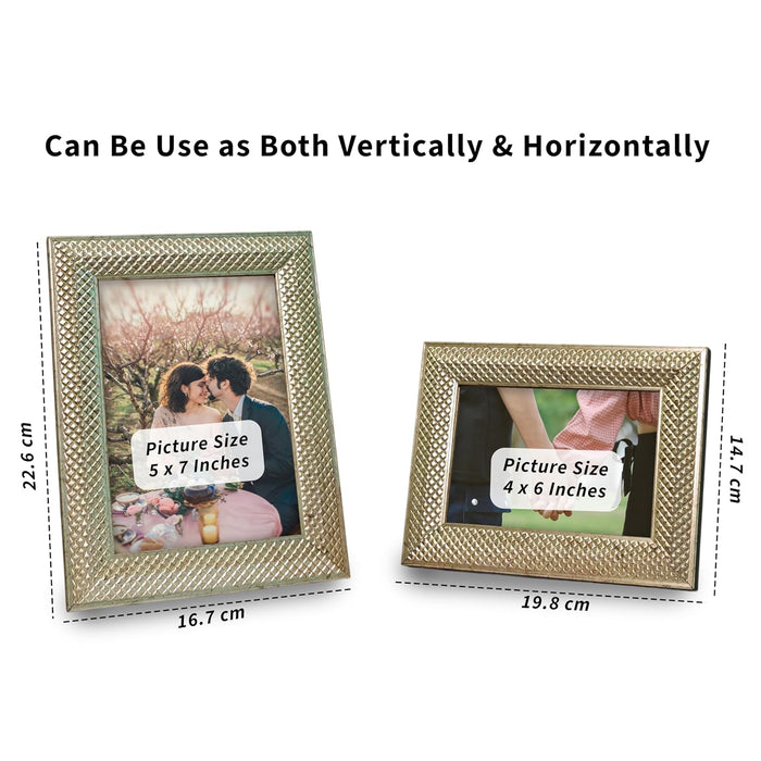 Photo Frame for Table Set of 2, Plexi Glass, Engineered Wood Photo Frame (Silver, Size- 4x6 & 5x7 Inch)