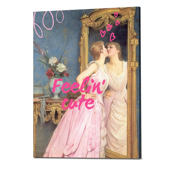 Feelin' Cute Canvas Painting Feminist, Motivational Poster, Feminist gifts (16x22 Inch)